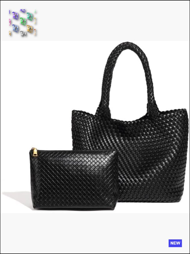 Vegan Leather Woven Tote Bag Fits Laptop Satchel Hobo Shoulder Handbag Pouch